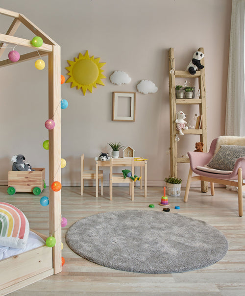 Modern Round Shaggy Rug - Grey Soft Textured Dust Free Carpet | Easy Clean