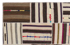 Teselya 2219 Beige Striped Wool Handmade Area Rug 5'3" x 7'7"