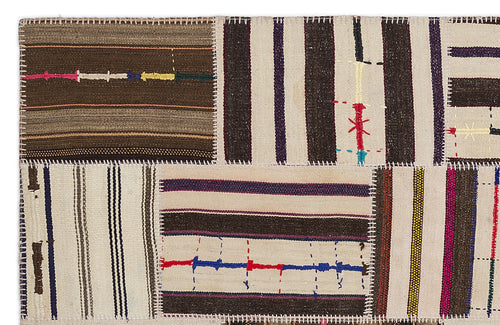 Teselya 2219 Beige Striped Wool Handmade Area Rug 5'3" x 7'7"