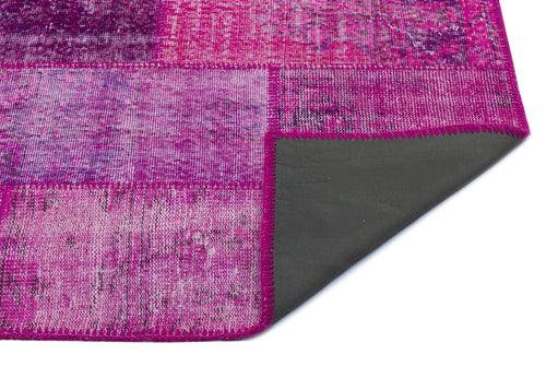 Iskece 22201 Pink Patchwork Wool Handmade Area Rug 3'11" x 5'11"