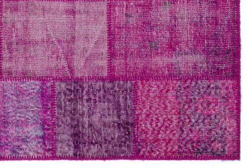Iskece 22201 Pink Patchwork Wool Handmade Area Rug 3'11" x 5'11"