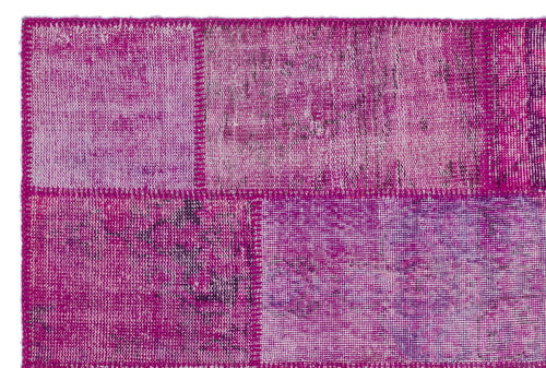 Iskece 22201 Pink Patchwork Wool Handmade Area Rug 3'11" x 5'11"