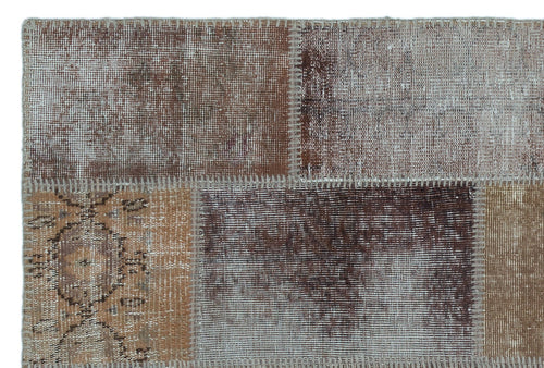 Iskece 22205 Beige Patchwork Wool Handmade Area Rug 3'11" x 5'11"