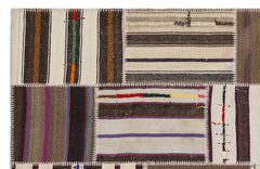 Teselya 2220 Brown Striped Wool Handmade Area Rug 5'3" x 7'7"