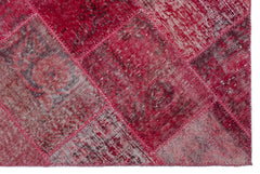 Iskece 22210 Red Patchwork Wool Handmade Area Rug 3'11" x 5'11"