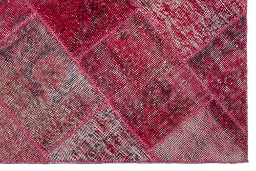 Iskece 22210 Red Patchwork Wool Handmade Area Rug 3'11" x 5'11"