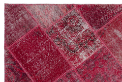 Iskece 22210 Red Patchwork Wool Handmade Area Rug 3'11" x 5'11"