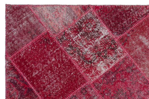 Iskece 22210 Red Patchwork Wool Handmade Area Rug 3'11" x 5'11"