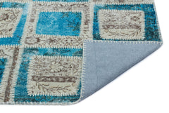 Iskece 22212 Turquoise Patchwork Wool Handmade Area Rug 3'11" x 5'11"