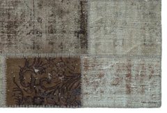 Iskece 22213 Brown Patchwork Wool Handmade Area Rug 3'11" x 5'11"