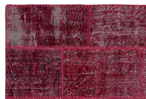 Iskece 22217 Red Patchwork Wool Handmade Area Rug 3'11" x 5'11"