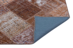 Iskece 22240 Brown Patchwork Wool Handmade Area Rug 3'11" x 5'11"