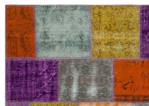 Iskece 22249 Beige Patchwork Wool Handmade Area Rug 5'3" x 7'7"