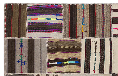 Teselya 2224 Beige Striped Wool Handmade Area Rug 5'3" x 7'7"