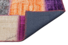 Iskece 22254 Beige Patchwork Wool Handmade Area Rug 5'3" x 7'7"