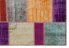 Iskece 22254 Beige Patchwork Wool Handmade Area Rug 5'3" x 7'7"