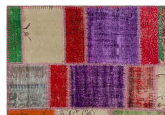 Iskece 22254 Beige Patchwork Wool Handmade Area Rug 5'3" x 7'7"