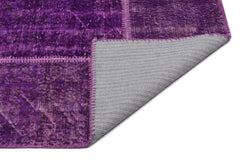 Iskece 22257 Purple Patchwork Wool Handmade Area Rug 5'3" x 7'7"