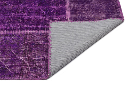 Iskece 22257 Purple Patchwork Wool Handmade Area Rug 5'3" x 7'7"