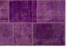 Iskece 22257 Purple Patchwork Wool Handmade Area Rug 5'3" x 7'7"