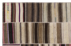 Teselya 2225 Beige Striped Wool Handmade Area Rug 5'3" x 7'7"