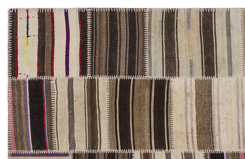 Teselya 2225 Beige Striped Wool Handmade Area Rug 5'3" x 7'7"