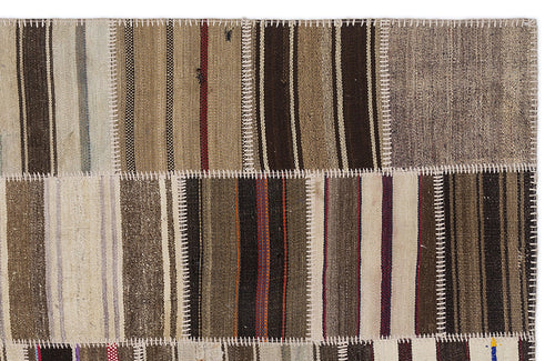 Teselya 2225 Beige Striped Wool Handmade Area Rug 5'3" x 7'7"