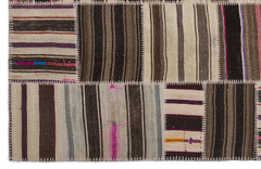 Teselya 2225 Beige Striped Wool Handmade Area Rug 5'3" x 7'7"