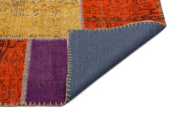 Iskece 22262 Beige Patchwork Wool Handmade Area Rug 5'3" x 7'7"