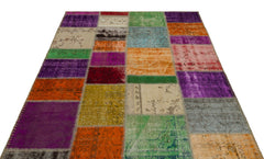 Iskece 22262 Beige Patchwork Wool Handmade Area Rug 5'3" x 7'7"