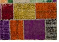 Iskece 22262 Beige Patchwork Wool Handmade Area Rug 5'3" x 7'7"