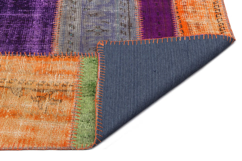 Iskece 22265 Beige Patchwork Wool Handmade Area Rug 5'3" x 7'7"