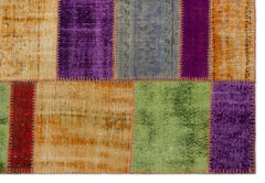 Iskece 22265 Beige Patchwork Wool Handmade Area Rug 5'3" x 7'7"