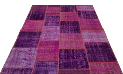 Iskece 22268 Purple Patchwork Wool Handmade Area Rug 5'3" x 7'7"