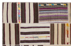Teselya 2226 Beige Striped Wool Handmade Area Rug 5'3" x 7'7"