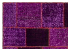 Iskece 22270 Purple Patchwork Wool Handmade Area Rug 5'3" x 7'7"