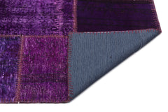 Iskece 22271 Purple Patchwork Wool Handmade Area Rug 5'3" x 7'7"