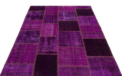 Iskece 22271 Purple Patchwork Wool Handmade Area Rug 5'3" x 7'7"