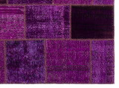 Iskece 22271 Purple Patchwork Wool Handmade Area Rug 5'3" x 7'7"