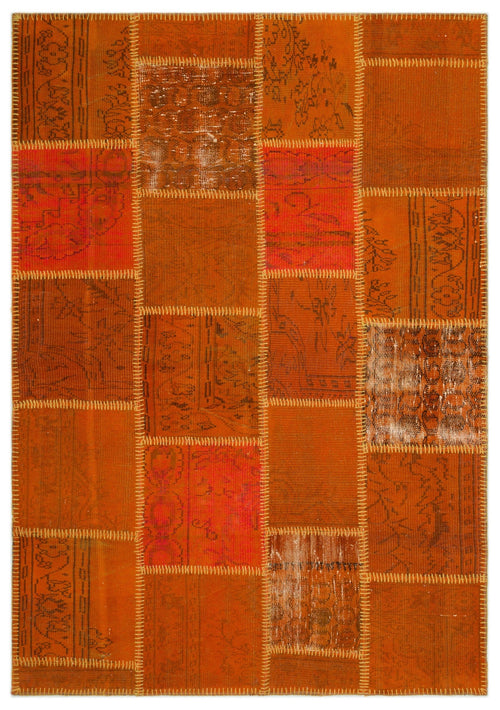 Iskece 22276 Orange Vintage Wool Handmade Area Rug 5'3" x 7'7"