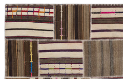 Teselya 2227 Beige Striped Wool Handmade Area Rug 5'3" x 7'7"