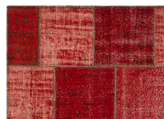 Iskece 22281 Red Patchwork Wool Handmade Area Rug 5'3" x 7'7"