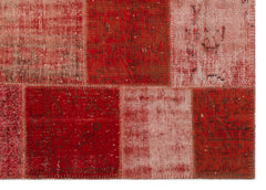 Iskece 22283 Red Patchwork Wool Handmade Area Rug 5'3" x 7'7"