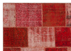 Iskece 22283 Red Patchwork Wool Handmade Area Rug 5'3" x 7'7"