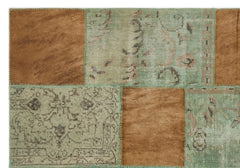 Iskece 22286 Brown Patchwork Wool Handmade Area Rug 5'3" x 7'7"