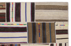 Teselya 2231 Beige Striped Wool Handmade Area Rug 5'3" x 7'7"