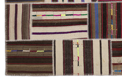 Teselya 2231 Beige Striped Wool Handmade Area Rug 5'3" x 7'7"