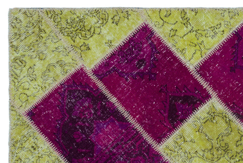 Iskece 22320 Beige Patchwork Wool Handmade Area Rug 3'11" x 5'11"