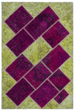 Iskece 22320 Beige Patchwork Wool Handmade Area Rug 3'11" x 5'11"