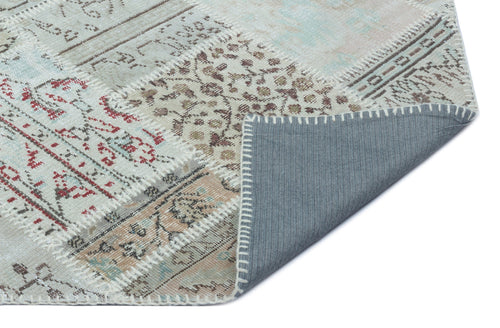 Iskece 22328 Beige Patchwork Wool Handmade Area Rug 3'11" x 5'11"